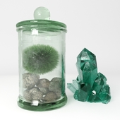 marimo and green crystal