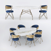kartell table and marmo furniture chairs set