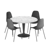 Svelti black dining chair&Tulip Stone Table