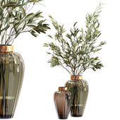 Olive stems in zara glass vase with water