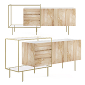 CONNOR - buffet 2 doors 3 drawers in solid mango wood and marble