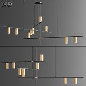 Light Suspension Chandelier in Black and Gold 02