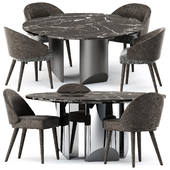 Lawson Dining Chair and Wedge Table by Minotti