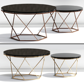 Indiskie Round Nesting Coffee Table Gold Brass