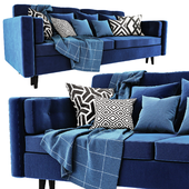 Modern Sofa Blue Velour