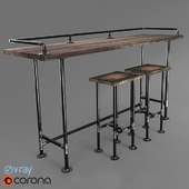 Bar table made with iron pipes