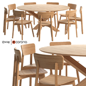 Oak Casale dining chair with Mikado round table R160cm