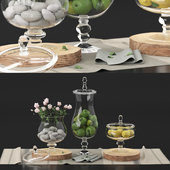 Decorative set with fruits and roses