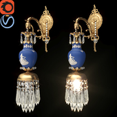 Classical sconce with ceramics and crystal