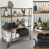 iron trolley with bathroom accessories