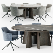 Poliform Kensington round table Stanford chair set