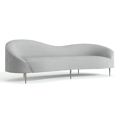 Curvo Light Grey Velvet Sofa