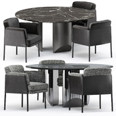 SHELLEY DINING chair and Wedge Table by Minotti