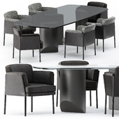 SHELLEY DINING chair and WEDGE DINING Table by Minotti