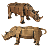 Бронзовая скульптура носорога в геометрическом стиле