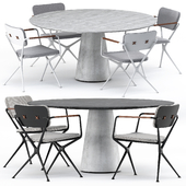 EXES CHAIR and CONIX Round Table by Royal Botania