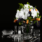Table Setting - Vase with Florews and Fruits - Amaryllis, Kumquat, Privet Berry