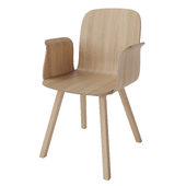 Palm veneer dining chair with armrest