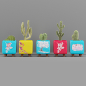 flower set_05 cactus in colorful decorative pots_01