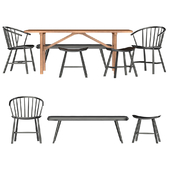 Table + chairs Fredericia 1717 / J63 / J64 / 6284