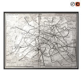 Restoration Hardware 1950s Guilmin&#39;s Parisian Metro Map