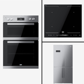 Beko - сдвоенный духовой шкаф BDQF22300, холодильник GN1416221Z и варочная поверхность HQI64501FHT.