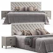 Brunet Contemporary Button Tufted Fabric Queen Headboard Bed