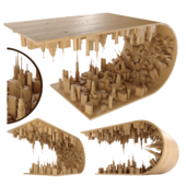 Inception Table table coffee table with bending city landscape