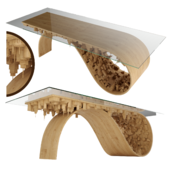 Table coffee table with curving city landscape
