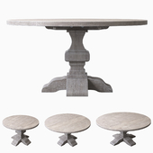 RECLAIMED RUSSIAN OAK BALUSTER ROUND DINING TABLE Gray