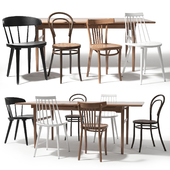 Thonet and IKEA chairs set 3D