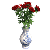 Red rose vase