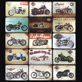 Vintage Tin Plates - Motorcycles, Bikes