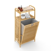 Bamboo rack with laundry basket