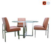 Mercer.Dining Table with Leather Dining Side Chair