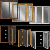 Складывающиеся витражные деревянные двери / Folding stained Glass   Wooden Doors