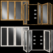 Складывающиеся витражные деревянные двери / Folding stained Glass Wooden Doors