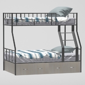Bunk metal Barcelona bed with drawers