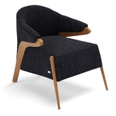 Uultis Osa Upholstered Armchair in Almond Finish and Charcoal Fabric