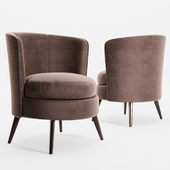 Clanbay round gray velvet plush armchair