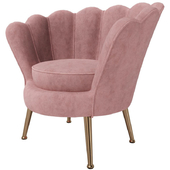 Rose Pink Velvet Petal Armchair