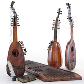 Set of vintage musical instruments
