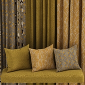 set of fabric materials in yellow tones