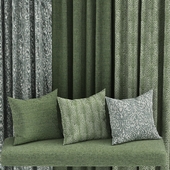 set of fabric materials in green colors