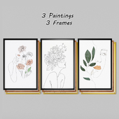 Art Frams 1- 3 Art Line paintings By 3 Frams