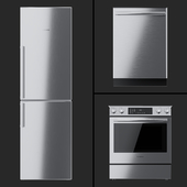 Bosch - кухонная плита HEI8056U, холодильник B11CB50SSS и посудомоечная машина SHX3AR75UC.