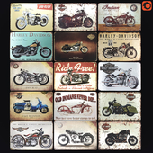 Vintage Tin Plates - Motorcycles, Bikes