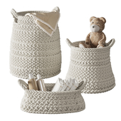 Pottery Barn Ivory Chunky Knit Nursery Storage