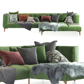 Green chaise end corner sofa