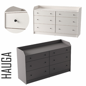 HAUGA Chest of 6 drawers, gray, white